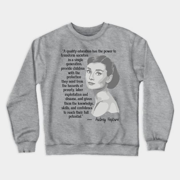 Audrey Hepburn Portrait and Quote Crewneck Sweatshirt by Slightly Unhinged